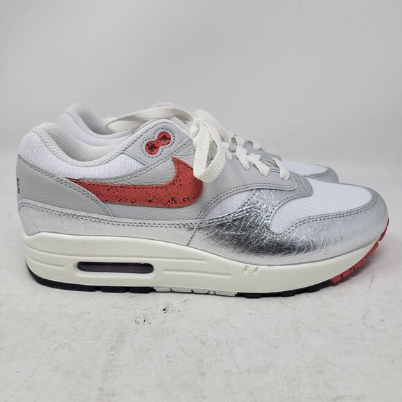 Nike Air Max 1 PRM Premium Hot Sauce Chile Red Pepper White Silver HF7746-100 8 - Picture 2 of 16